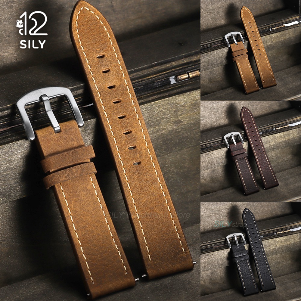 Smartwatch Vintage Watches For Men - 20/22mm Calfskin Leather Watch Strap Vintage