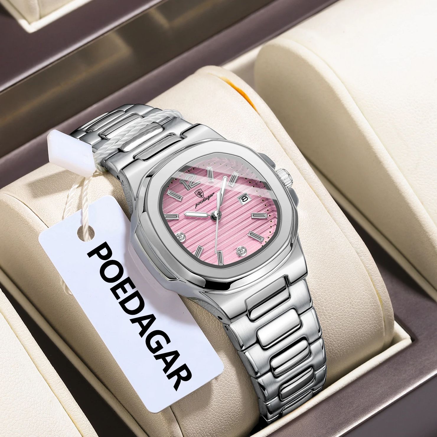 POEDAGAR Square Fashion Woman  - Waterproof Diving Watch 评论和价格
