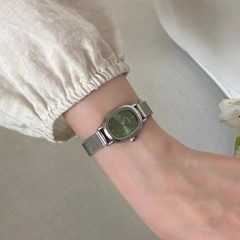 Small Oval Dial Green Watch Si - Minimalist Thin Watch 评论和价格