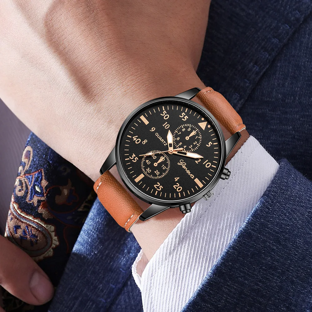 AAA3Pcs Geneva Men Chronograph - Smartwatch Vintage Watches For Men 评论和价格